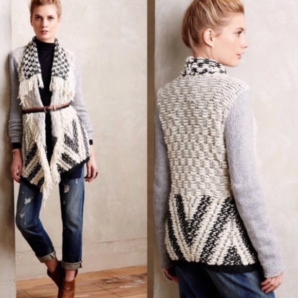 Anthropologie Moth Amba Fringe Cardigan - Picture 2 of 7
